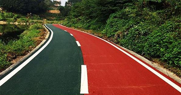 哈尔滨景区2色路面施工红色绿色路面